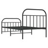 vidaXL Metal Bed Frame without Mattress with Footboard Black 100x190cm