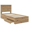 vidaXL Bed Frame with Drawer Artisan Oak 100 x 200 cm Engineered Wood