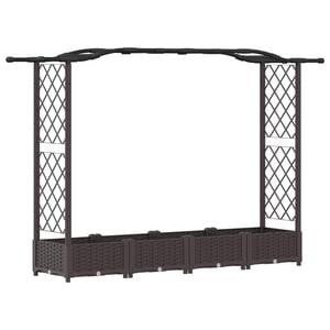 vidaXL Raised Bed with Trellis and Roof Brown 207 x 40 x 126 cm PP
