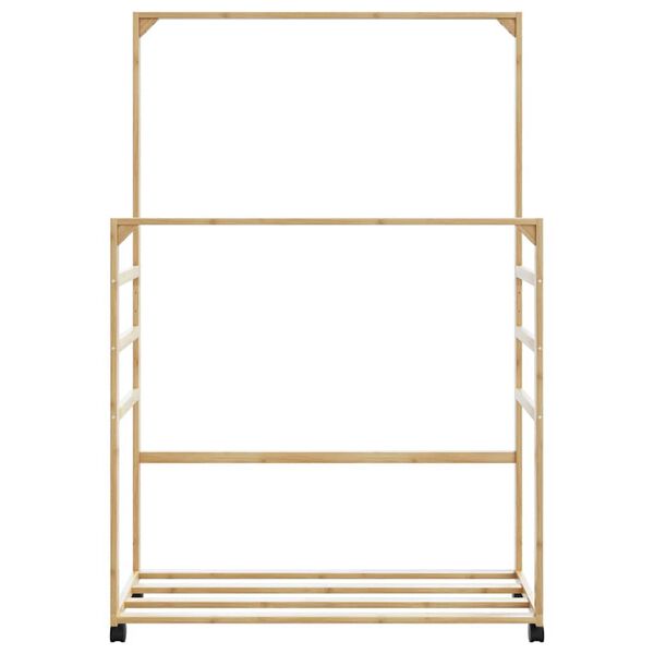 vidaXL Clothes Rack with Shelves and Wheels 90x35x155 cm Bamboo