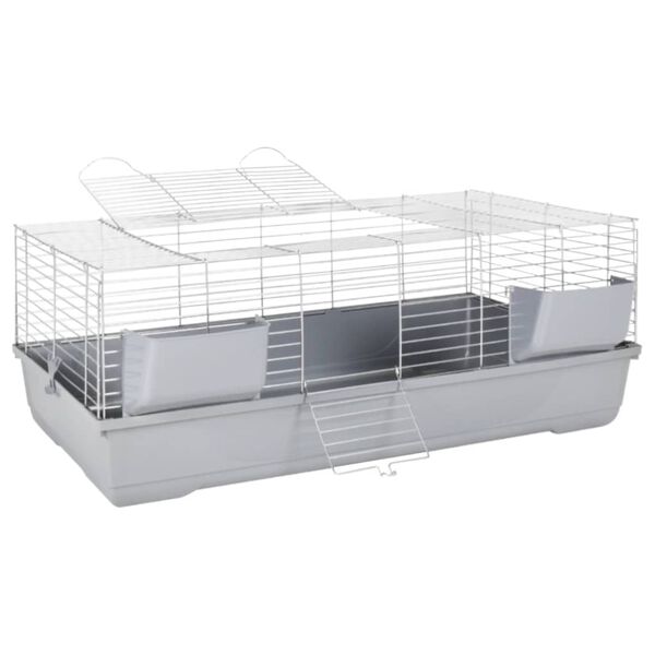 vidaXL Small Animal Cage Grey 118x59x46 cm Polypropylene and Metal
