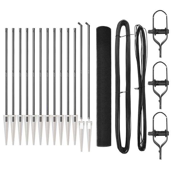 vidaXL Fence Post Grey 25 x 1.2 m (16 x 16 mm mesh) Steel and PVC