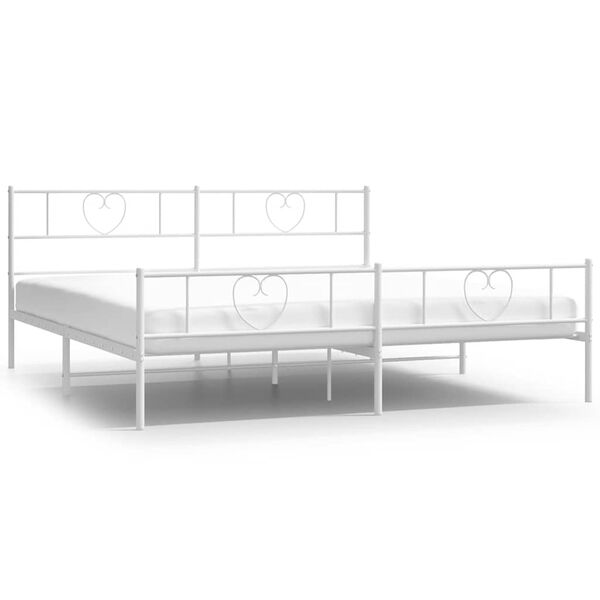 vidaXL Metal Bed Frame without Mattress with Footboard White 193x203cm