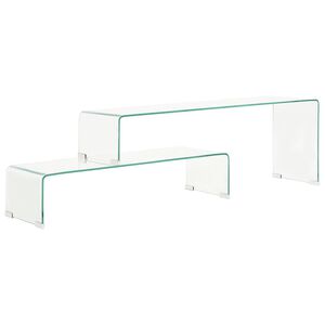 vidaXL 2 Piece Coffee Table Set 90x30x20/110x30x40 cm Tempered Glass