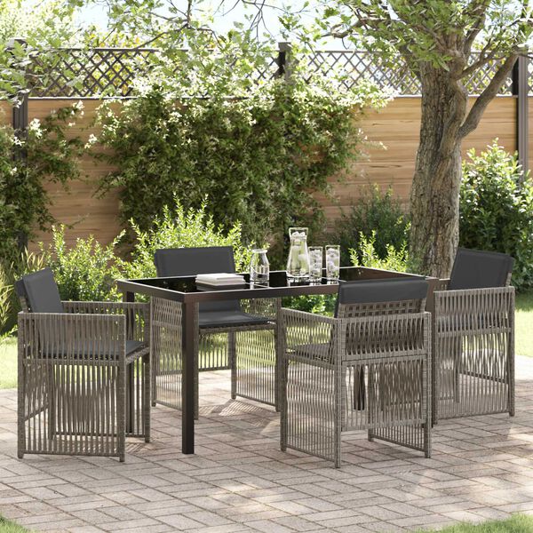 vidaXL Garden Dining Set 5 pcs Grey Powder-Coated Steel