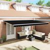vidaXL Retractable Awning Black 500 x 350 cm Polyester and Aluminium