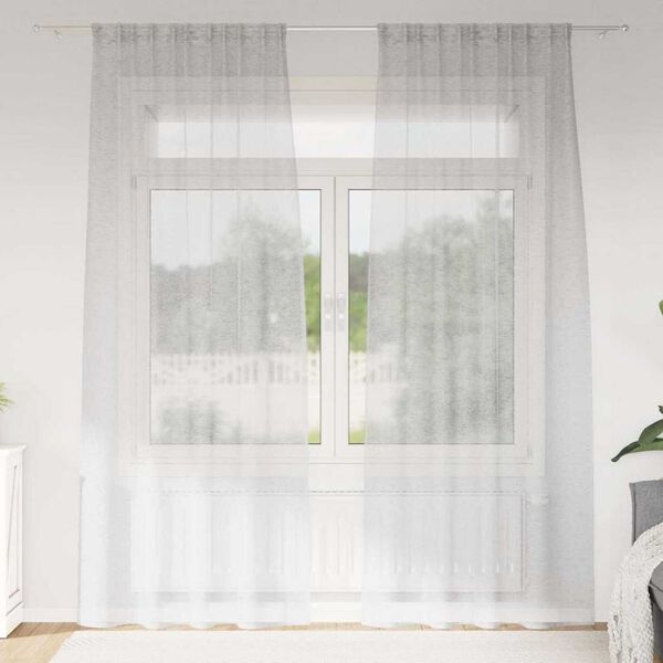 vidaXL Voile Curtain 2 pcs Light Grey 260 x 140 cm Polyester