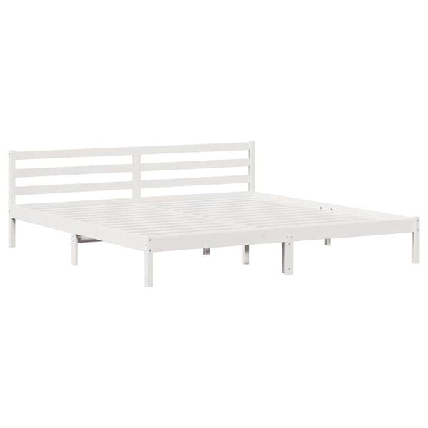 vidaXL Bed Frame White 225.5 x 205.5 x 69.5 cm Solid Pine Wood