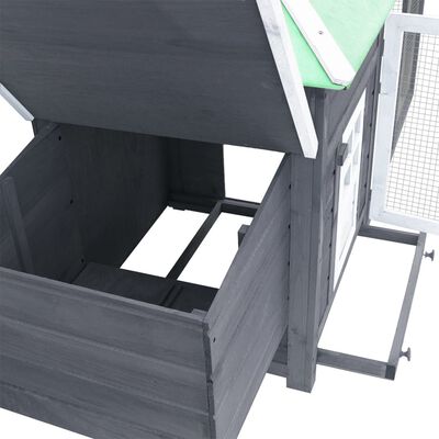 vidaXL Chicken Coop with Nest Box Grey 190x72x102 cm Solid Firwood