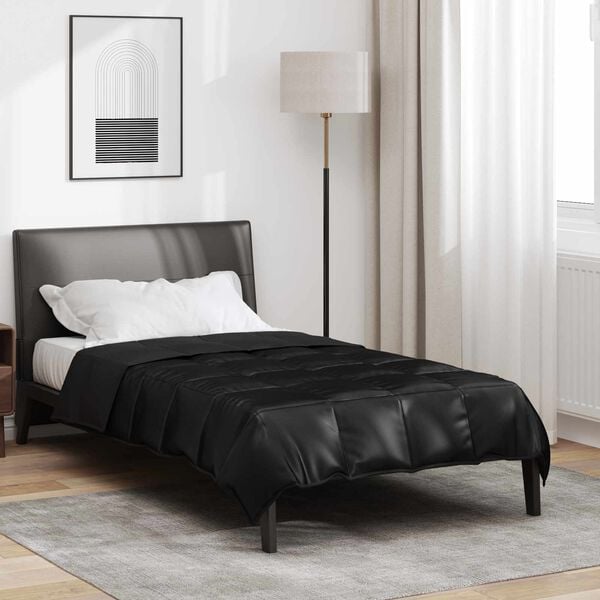 vidaXL Summer Duvet Black 200 x 135 cm Satin and Microfiber