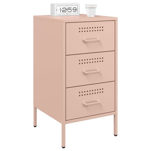 vidaXL Bedside Cabinet Pink 36x39x68 cm Steel