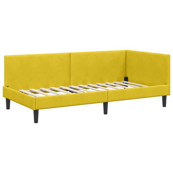 vidaXL Corner Bed Frame with Headboard Yellow 80 cm x 200 cm Velvet