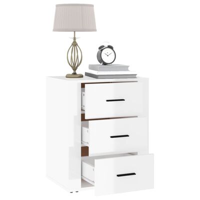 vidaXL Bedside Cabinet High Gloss White 50x36x60 cm Engineered Wood