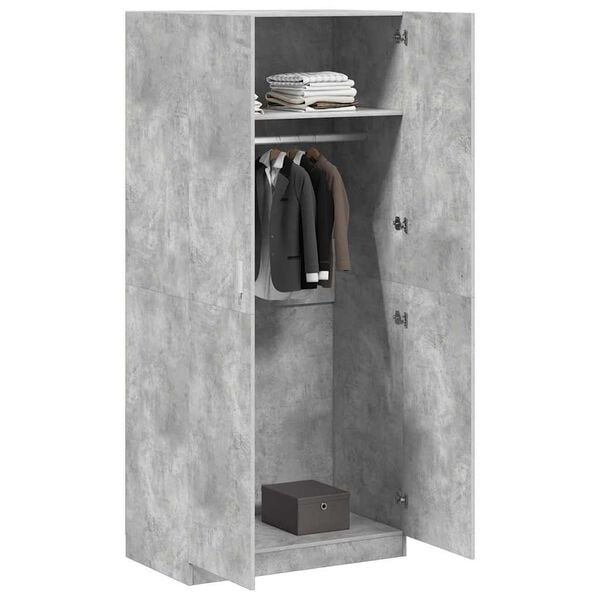 vidaXL Wardrobe Concrete Grey 90x52x200 cm Engineered Wood