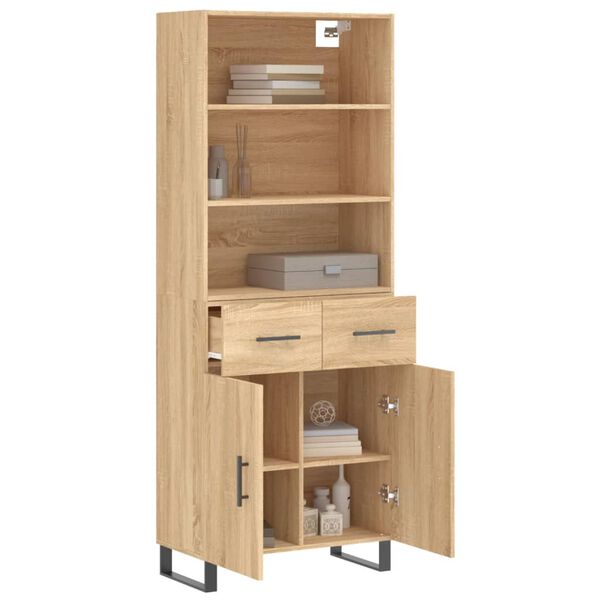 vidaXL Highboard Sonoma Oak 69.5x34x180 cm Engineered Wood