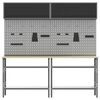 vidaXL Work Bench Set with Shelf 8 pcs Grey 200 x 55 x 200 cm Steel