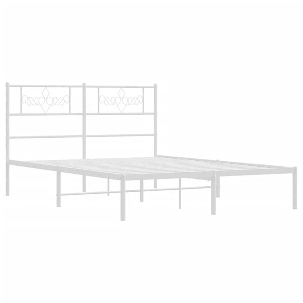 vidaXL Metal Bed Frame without Mattress with Headboard White 120x200cm