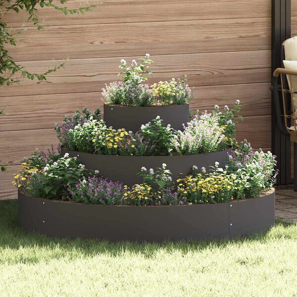 vidaXL Garden Planter Black 120 x 120 x 20 cm Cold-rolled Steel