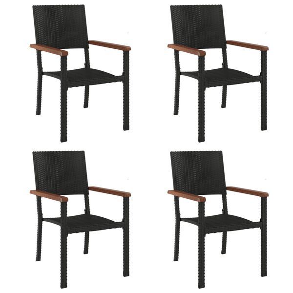 vidaXL 5 Piece Garden Dining Set Black Poly Rattan