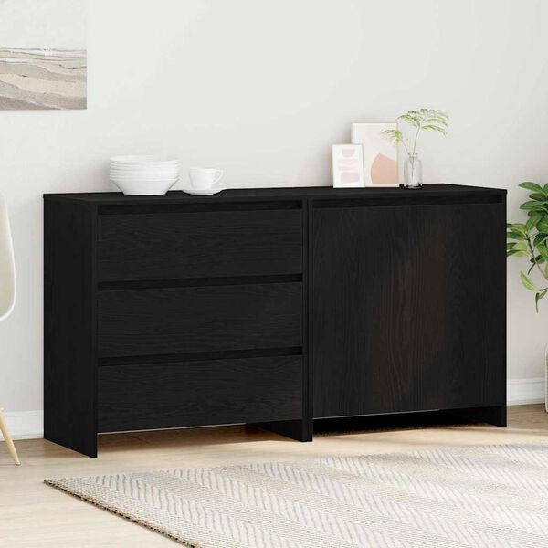vidaXL Sideboard 2 pcs Black 70 x 41 x 75 cm Engineered Wood
