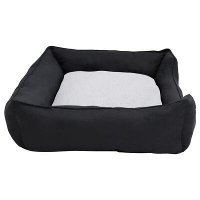 vidaXL Dog Bed Black and White 85.5x70x23 cm Linen Look Fleece