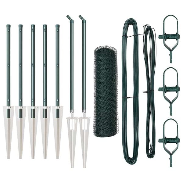 vidaXL Fence Post Green 10 x 0.5 m (25 mm mesh) Steel and PVC