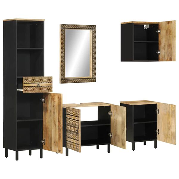 vidaXL 5 Piece Bathroom Furniture Set Solid Wood Mango