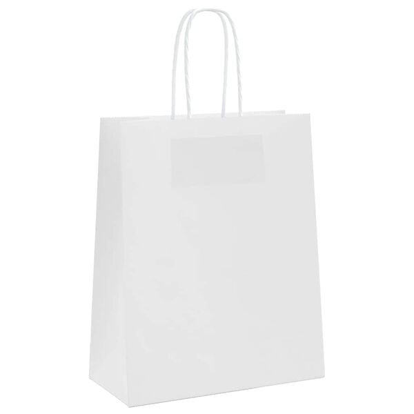 vidaXL Paper Bags 250 pcs with Handles White 18x8x22 cm