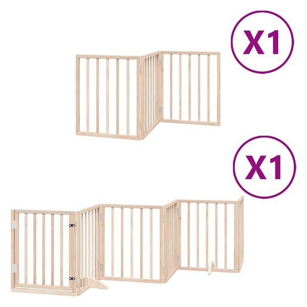 vidaXL Dog Gate with Door Foldable 9 Panels 450 cm Poplar Wood