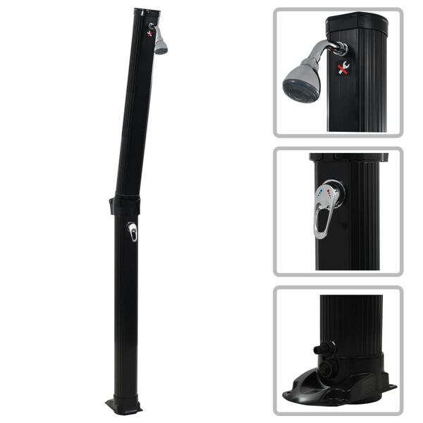 vidaXL Foldable Solar Shower Black 214 cm 23 L