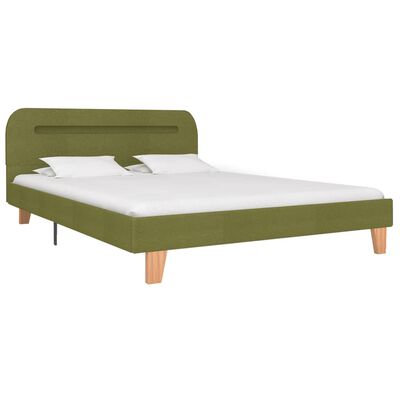 vidaXL Bed Frame with LED Green Fabric 135x190 cm Double