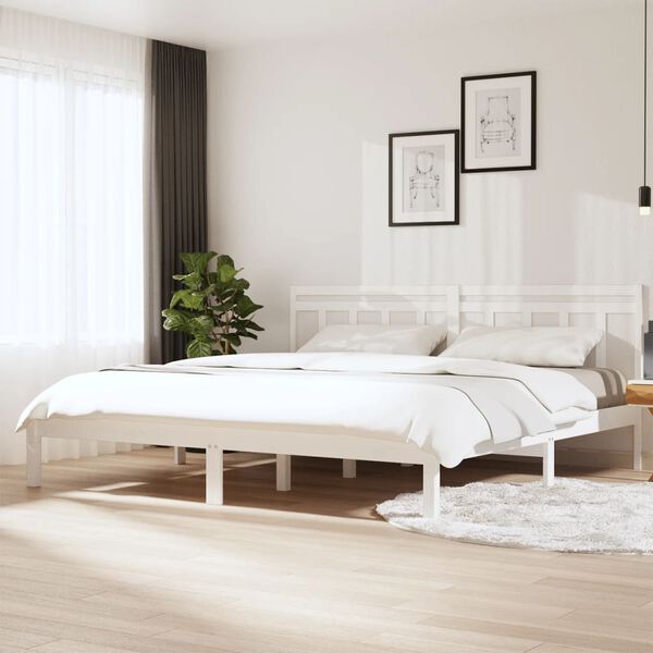vidaXL Bed Frame without Mattress White Super King Solid Wood