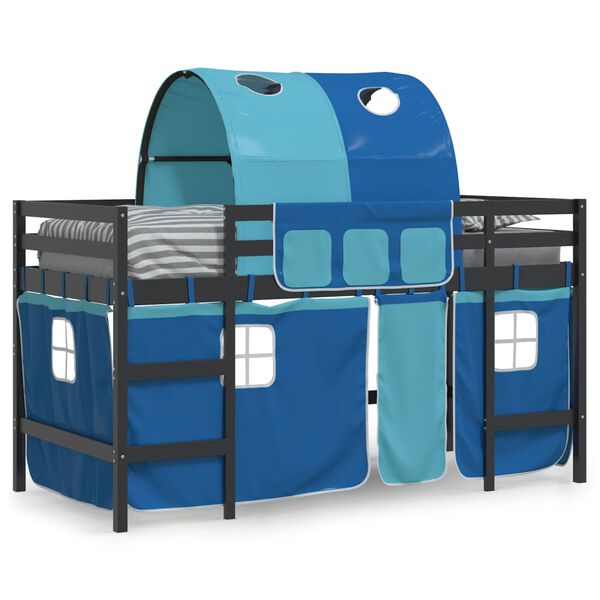 vidaXL Kids' Loft Bed with Tunnel without Mattress Blue 90x200cm