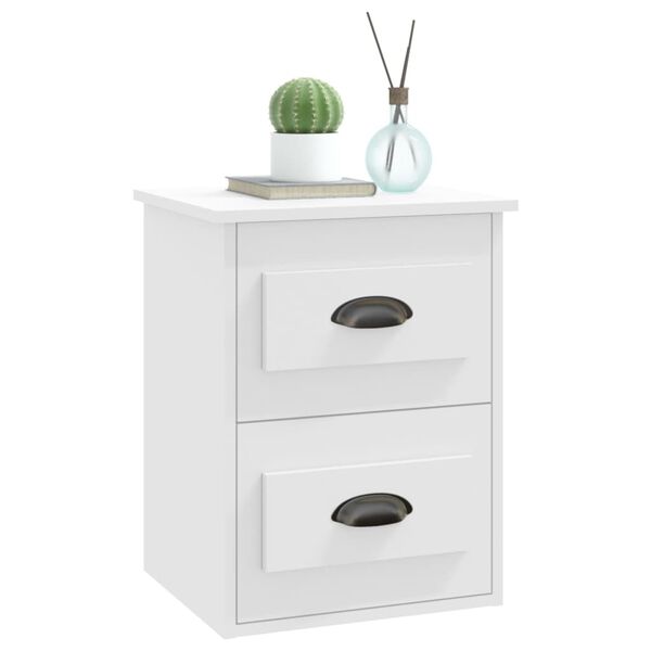 vidaXL Wall-mounted Bedside Cabinet White 41.5x36x53cm