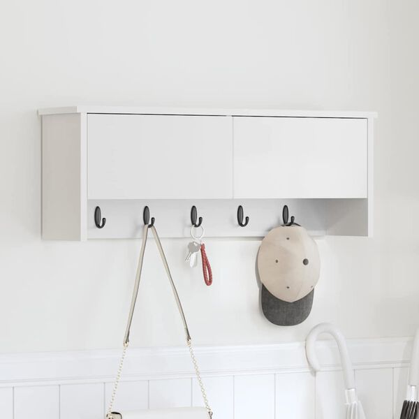 vidaXL Wall-Mounted Coat Rack White 80 x 20 x 30 cm Engineered wood