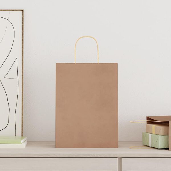 vidaXL Paper Bags 50 pcs with Handles Brown 26x12x35 cm