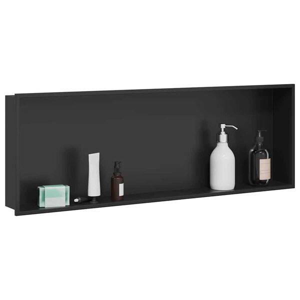 vidaXL Shower Niche Black 90 x 30 x 9.5 cm Stainless Steel