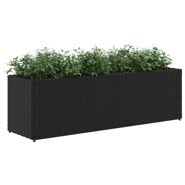 vidaXL Garden Planters with 3 Pots 2 pcs Black 105x30x32 cm Poly Rattan