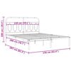 vidaXL Metal Bed Frame without Mattress with Headboard White 150x200cm