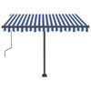 vidaXL Manual Retractable Awning with LED 300x250 cm Blue and White