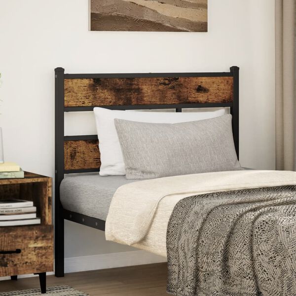 vidaXL Replace Headboard Smoked Oak 107 cm Iron and Engineered Wood