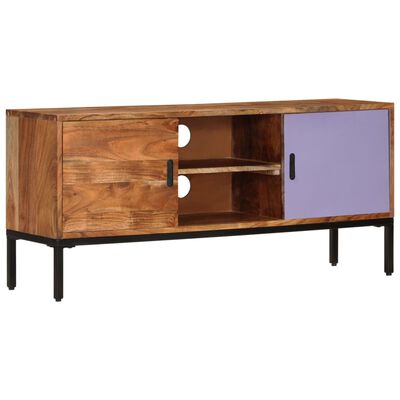 vidaXL TV Cabinet Honey Brown and Grey 110x30x50 cm Solid Wood Acacia