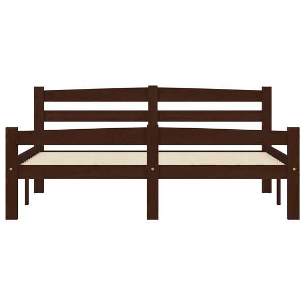 vidaXL Bed Frame without Mattress Dark Brown Solid Pinewood 140x200 cm (322085+2x321988)
