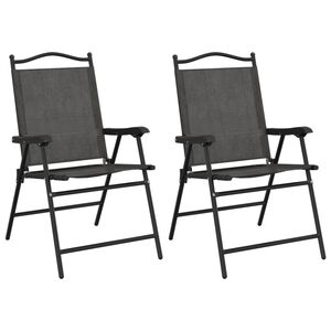 vidaXL Folding Chairs 2 pcs Melange Grey Steel and Textilene