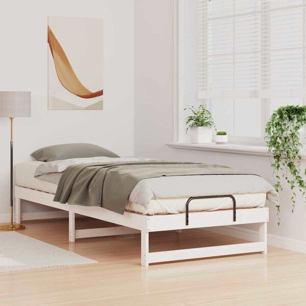vidaXL Bed Frame White 90 x 220 cm Solid Pine Wood
