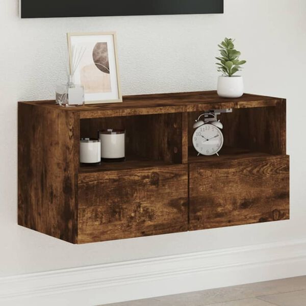vidaXL TV Wall Cabinet Smoked Oak 60x30x30 cm Engineered Wood