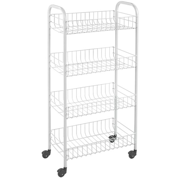 Metaltex Kitchen Trolley with 4 Baskets Pisa White