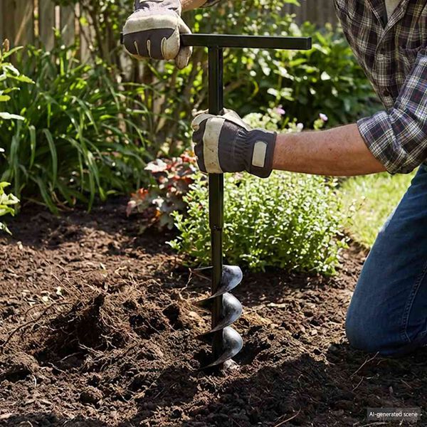 Ground Drill with Handle 200 mm with Extension Tube 13 m Steel