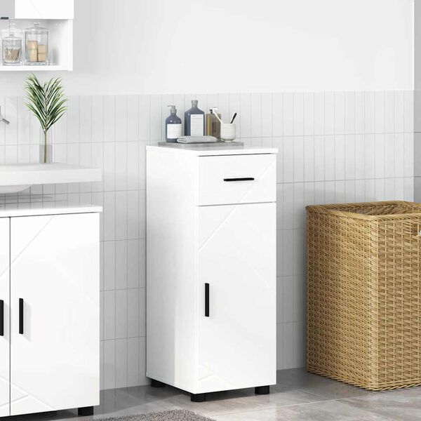 vidaXL Bathroom Cabinet with Drawer High Gloss White 30 x 35 x 80 cm