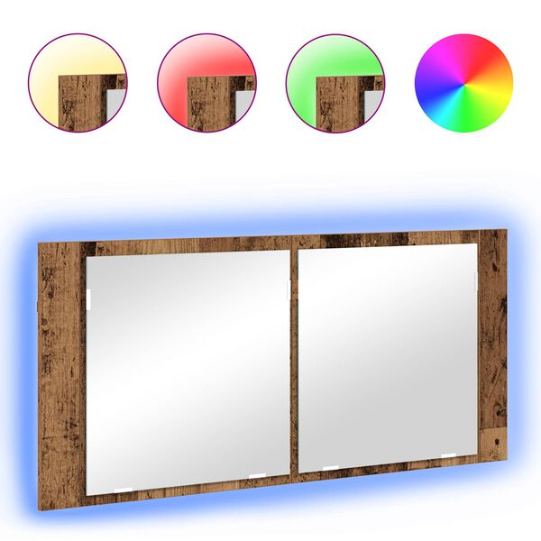 vidaXL LED Mirror Cabinet Old Wood 100 x 12 x 45 cm Engineered Wood
